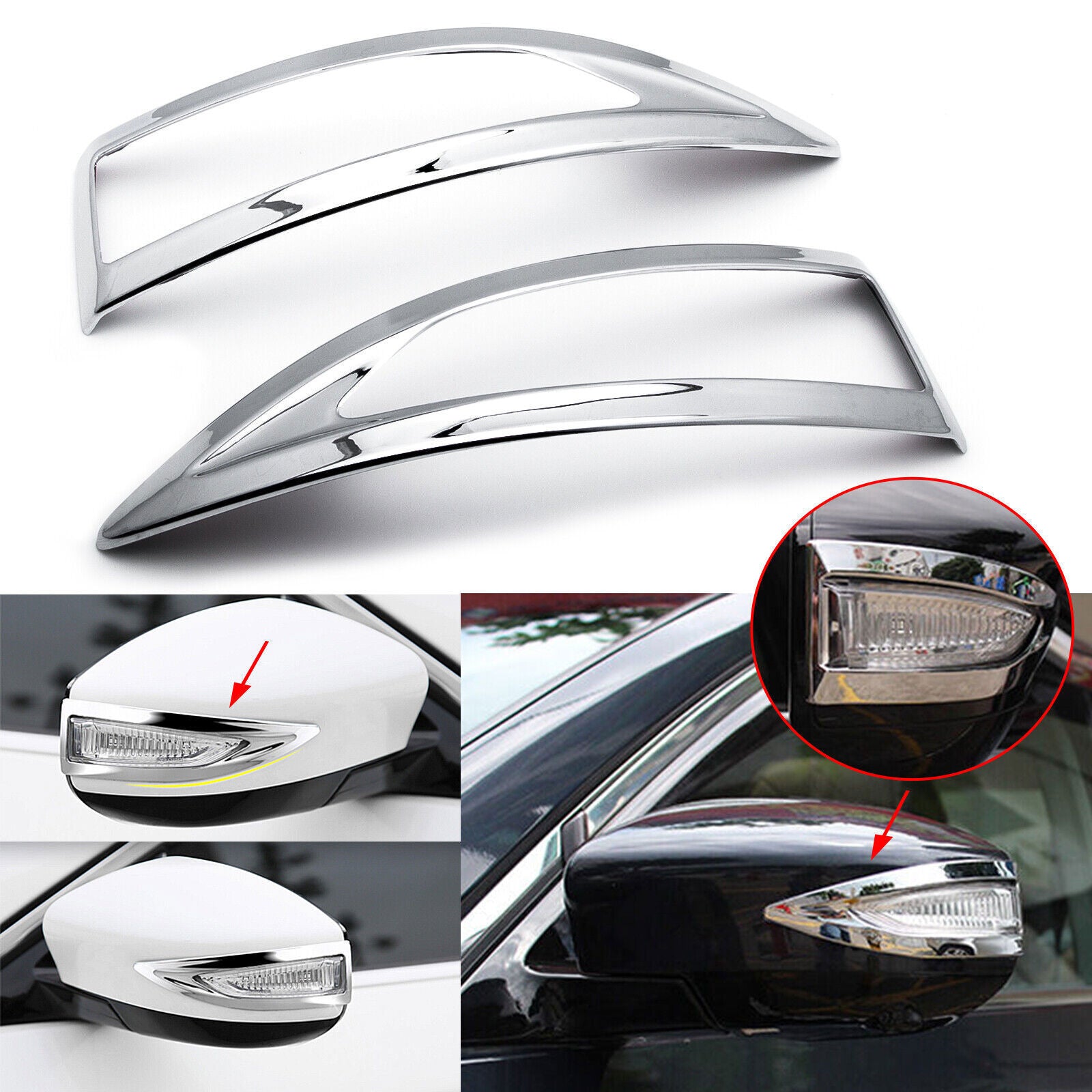 For Altima 20142018 Chrome Rearview Side Mirror Cover Stripe Trim n