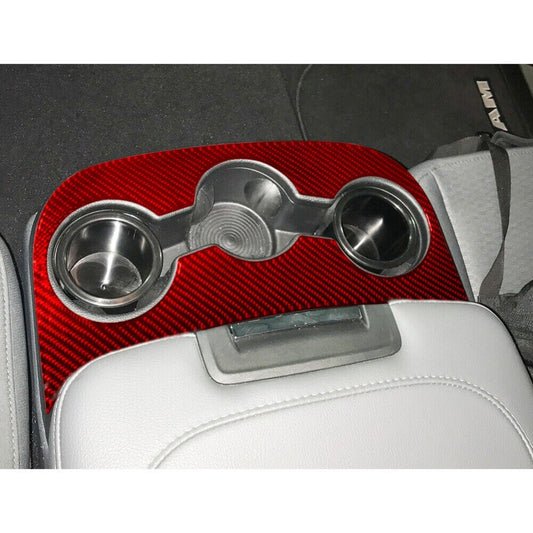 Red Carbon Fiber Center Armrest Cup Holder Frame Trim for Dodge for Ram 1500 13-15. n