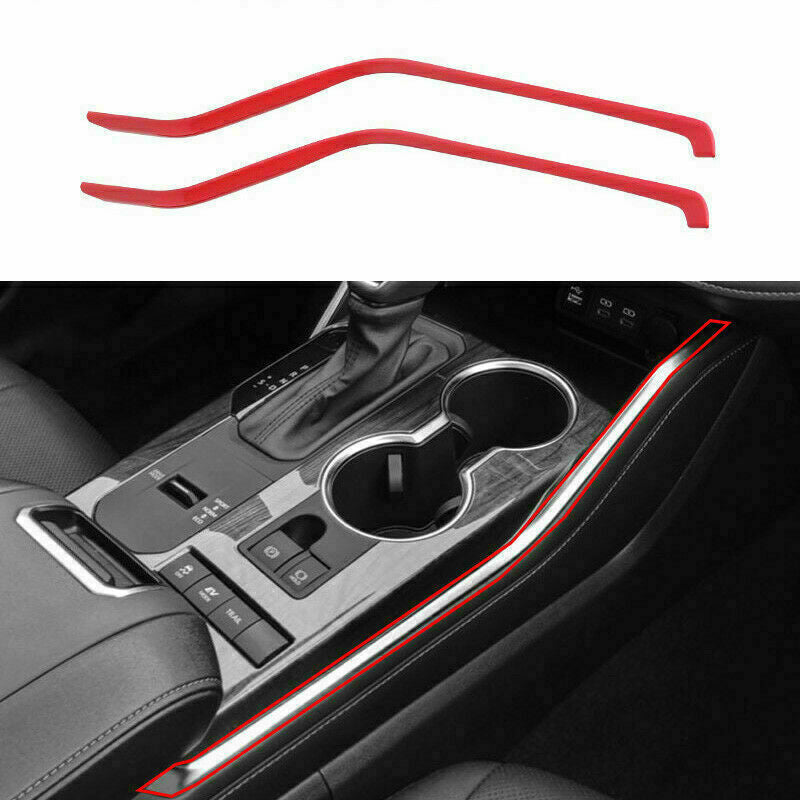 ABS Red Gear Shift Box Panel Side Trim Strips for Toyota Highlander 2020-2023