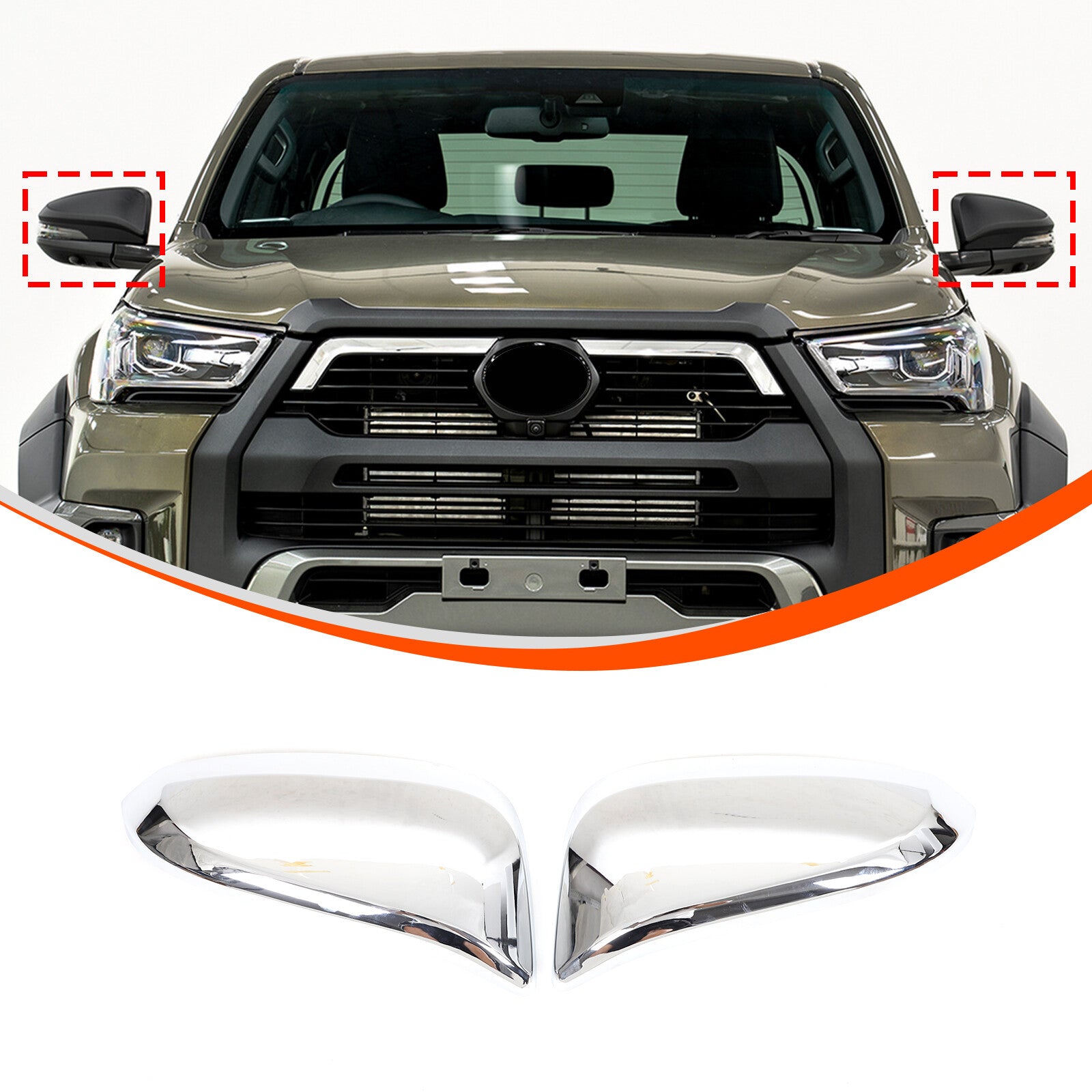 Chrome Rear Side Mirror Cover Trim for Hilux Revo 2016 - 2023 (2 Pieces) n