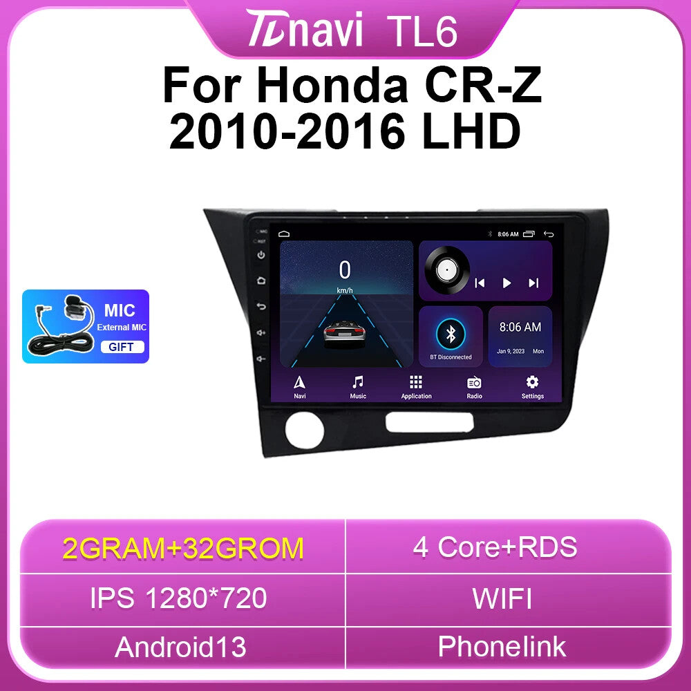 Android for Honda CRZ CR-Z GPS Navigation Carplay Car Radio Multimedia Player 4G