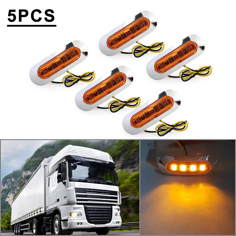 5x 4 LED Side Clearance Marker Light Fit Car Truck Trailer Pickup 12V 24V