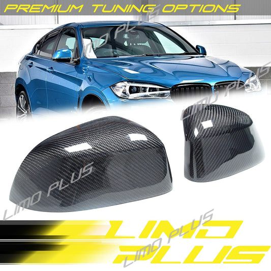 Replacement carbon fiber mirror caps for BMW X3 F25 LCI, X4 F26, X5 F15, X6, and F16 Q