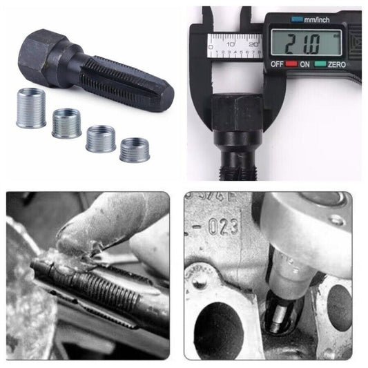 M14 1.25 Spark Plug Rethread Thread Repair Set Helicoil Reamer Tap w/ 4 Inserts n