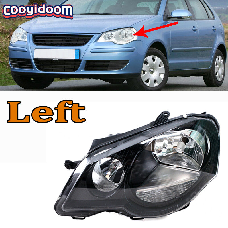 Left Front Bumper Fog Light Black Headlight Assembly for VW POLO 9N3 2006-2010