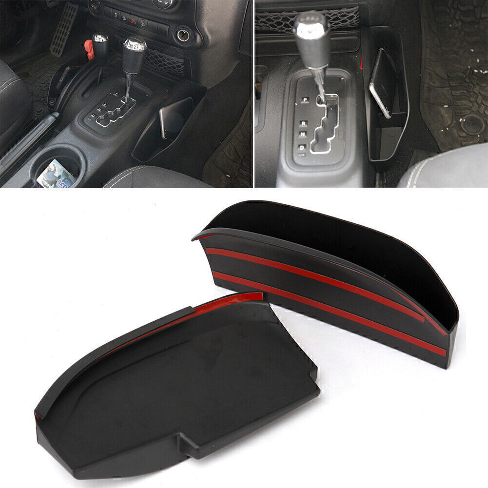 2x Car Gear Shift Side Storage Box Tray Holder Fit for Jeep for Wrangler JK 2011-2018 Q