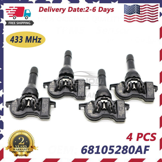 (4) NEW 68252493AB 68105280AF for DODGE for JEEP TPMS TIRE PRESSURE SENSOR SENSORS Q