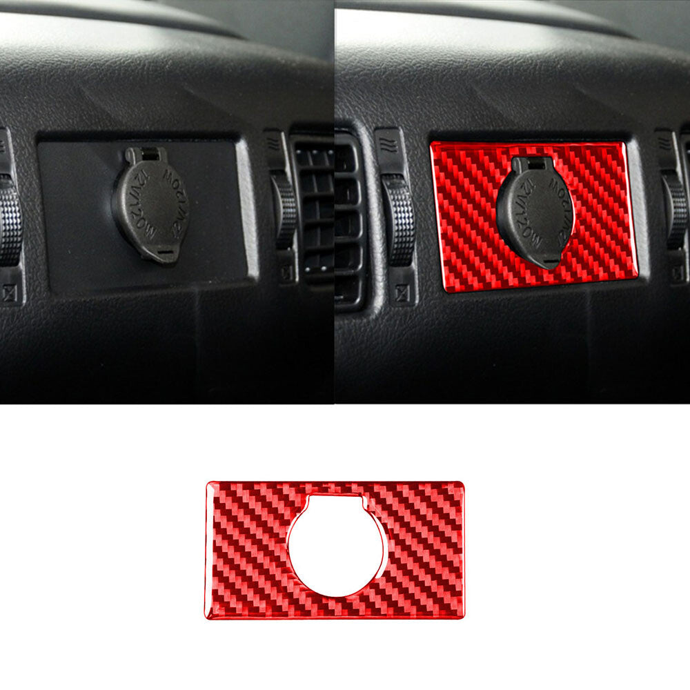 Red Carbon Rear Cigarette Lighter Switch Panel Cover for T@yota Tundr@ 2014-2021