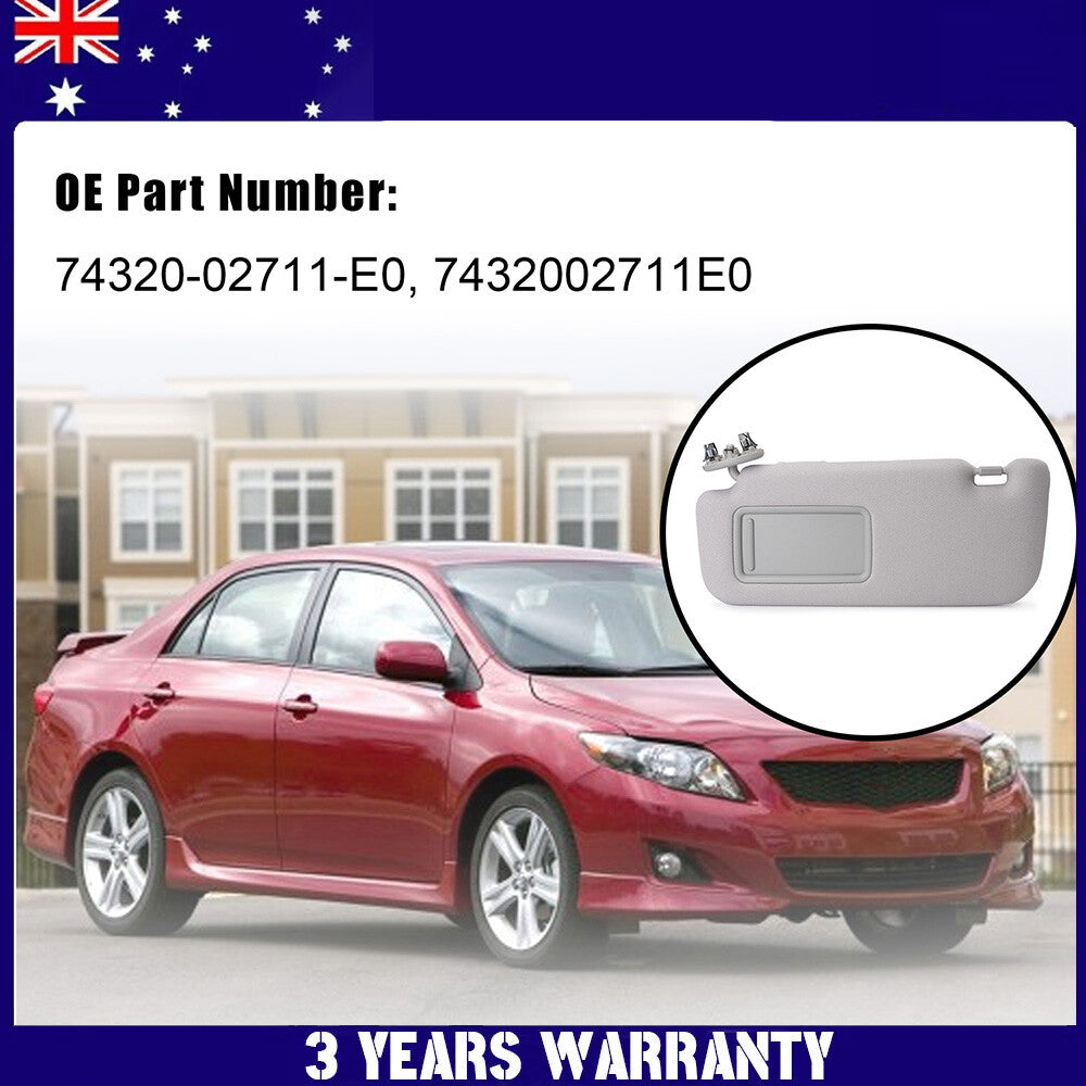 Left Driver Side Grey Sun Visor For 2009-2013 for Corolla 1.8L 74320-02711-E0 v