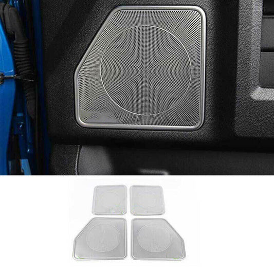 4x for Ford F150 F-150 2015-2020 Silver Steel Inner Door Speaker Horn Cover Trim