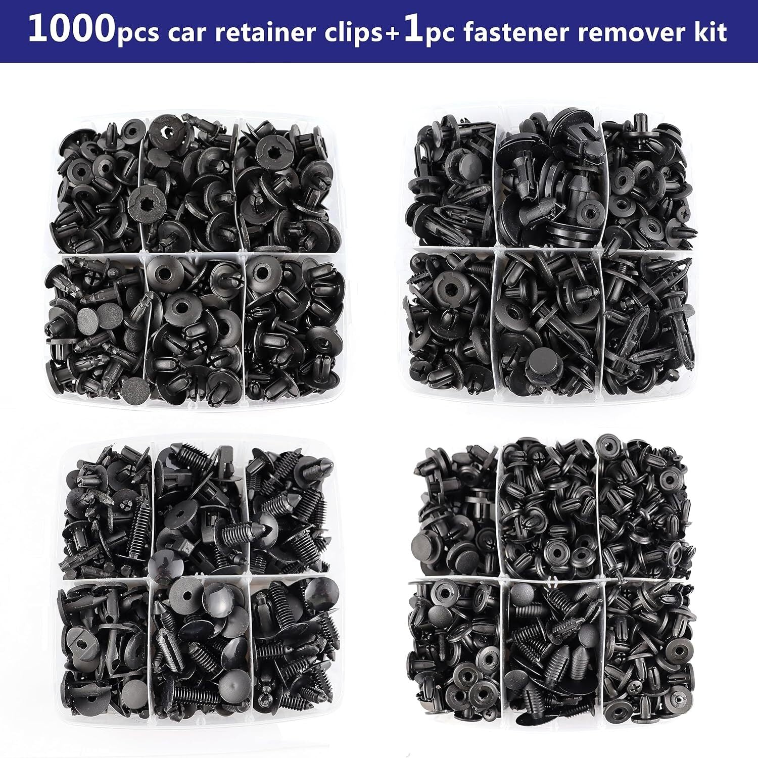 1000-piece pack of car bumper clips, cover holders, fixing clips, plastic rivets, push pins, Christmas tree-shaped clips