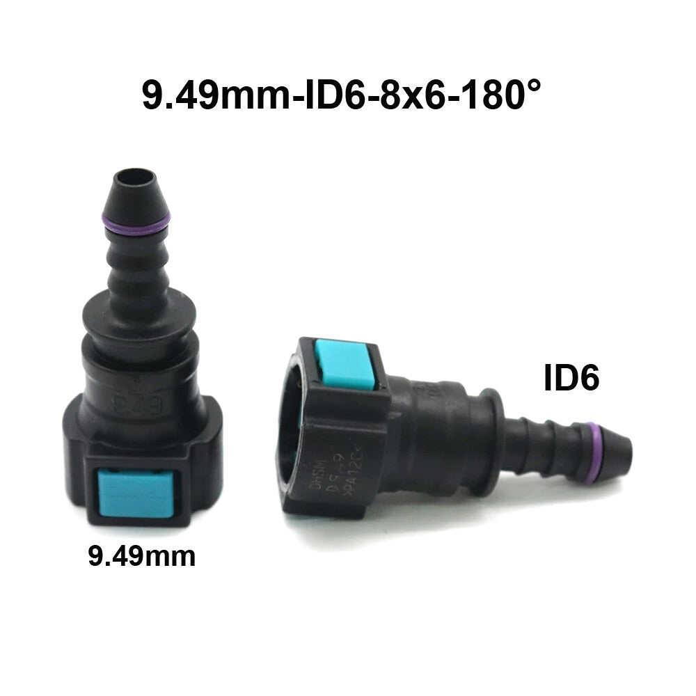 Car 2pcs Fuel Line Hose Pipe Quick Release Female Connector 9.49mm ID6 8x6 180¡ã Q