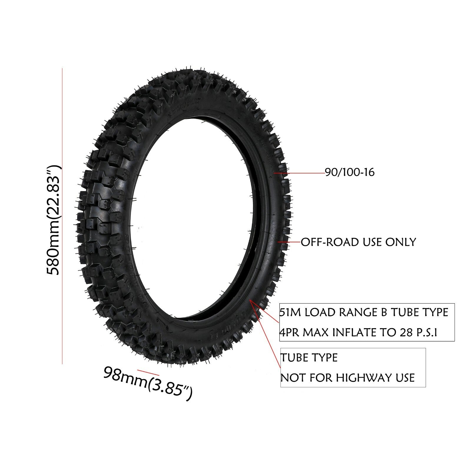 90/100-16 Rear tire tubing 3.00/3.25-16 Fo TTR125 KX100 XR100 CRF150 Dirt Pit bicycles