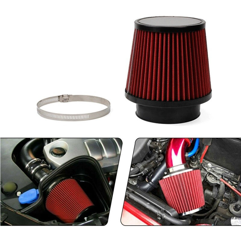 3 76mm High Flow Inlet Cold Air Intake Cone Replacement Dry Air Filter for Car