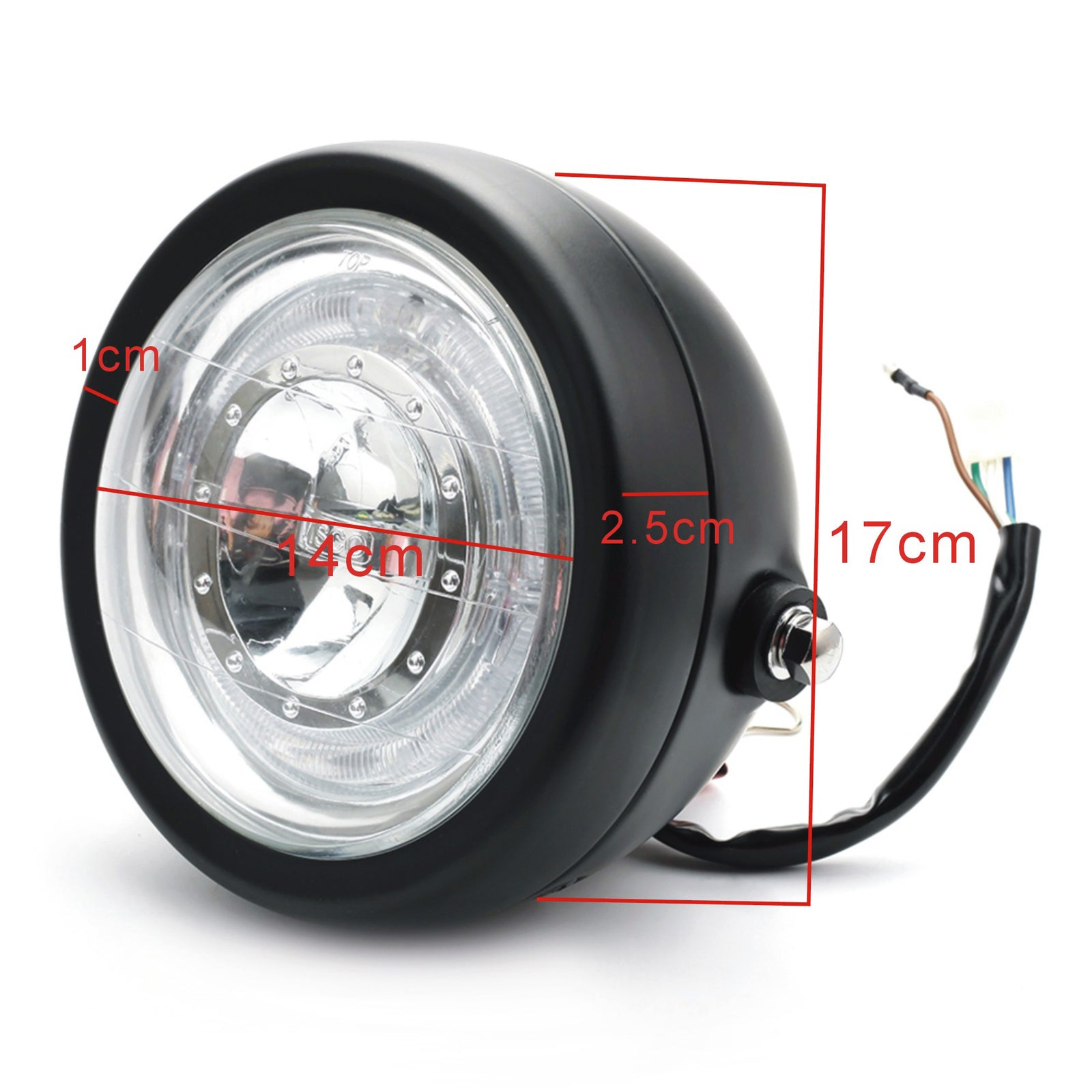 Motorcycle 6.5-inch LED headlight, blue HALO ring angel eye, black, suitable for Harley Bobber