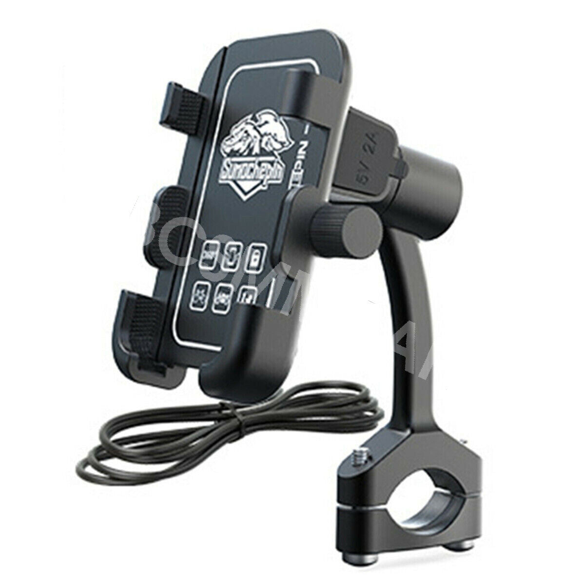 Motorcycle Cell phone Mount Holder with USB for Charger Handlebar Mirror Mount Black Q