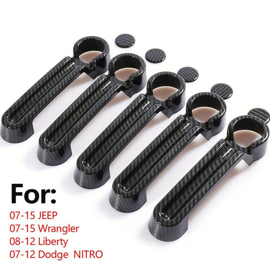 Fits For 07-18 for JEEP for Wrangler JK Liberty NITRO Carbon Fiber Door Handle Cover 10X