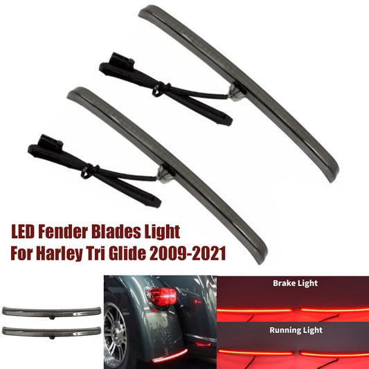 Smoke Lens Rear Fender Blade LED Running Turn Brake Light for Harley Tri Glide n