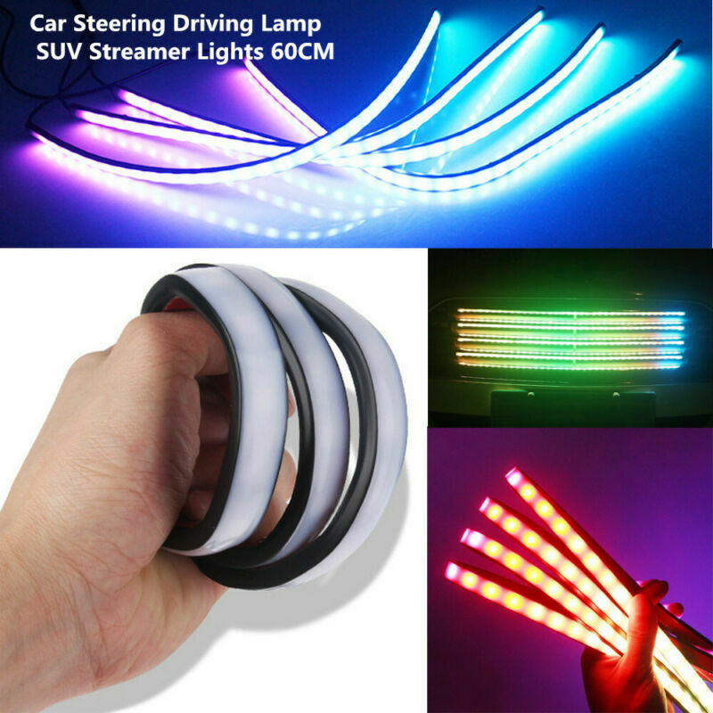 4-Piece 12V LED BBQ Grill with Colorful Car Turn Signals and SUV Streamer Lights (60cm) n