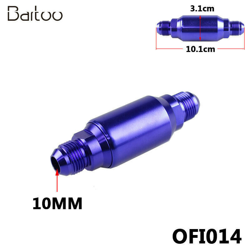 Universal Blue Inline Fuel Filter High Flow 100 Micron Cleanable AN8 8AN Q