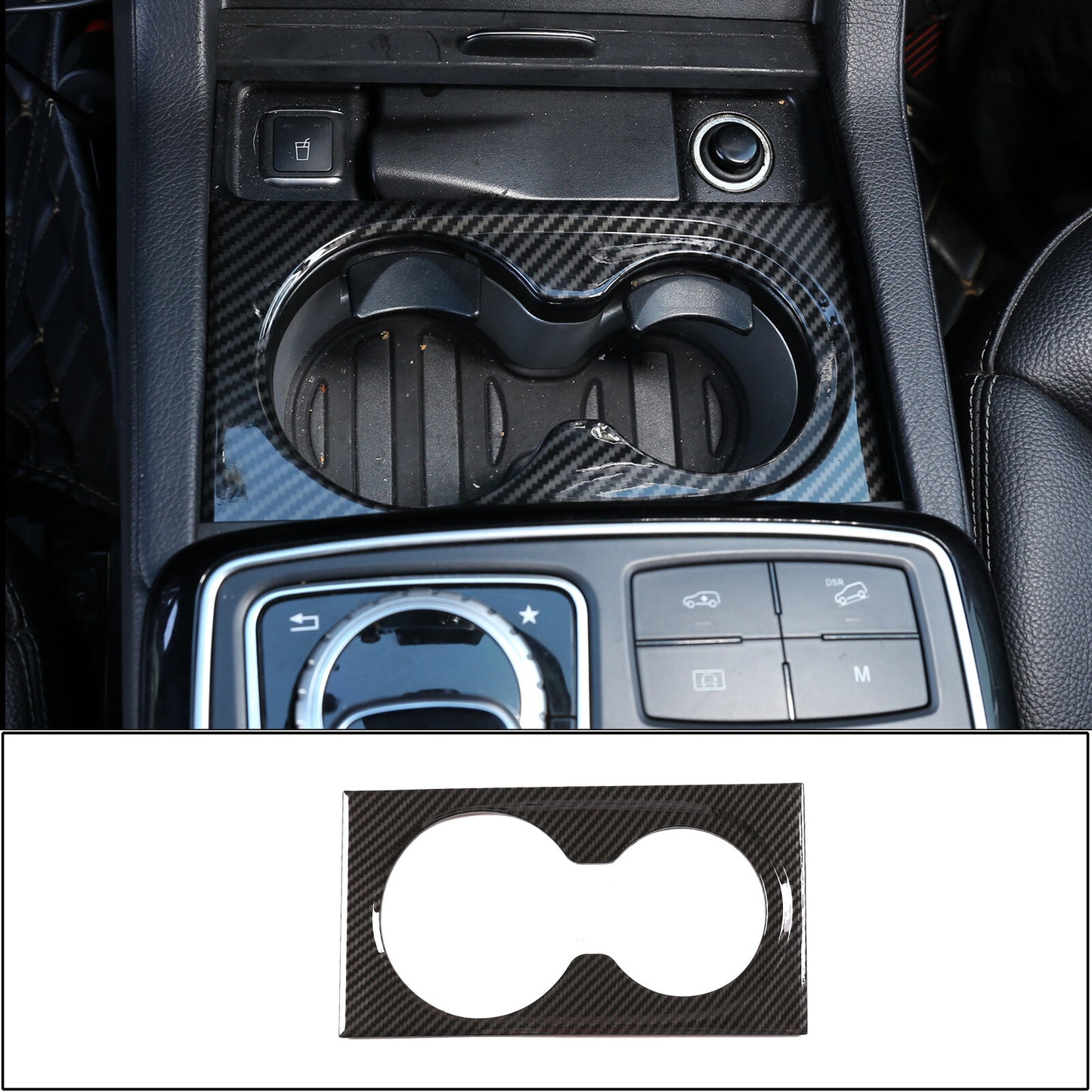 Carbon ABS central control cupholder panel cover suitable for GL, GLE, GLS, ML 13-19- n