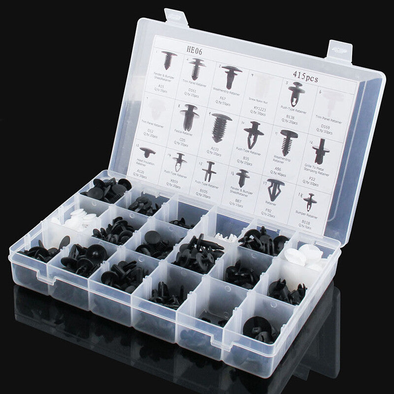415PCS/Box Car Push Retainer Pin Rivet Trim Clip Panel Moulding Assortments Kit v