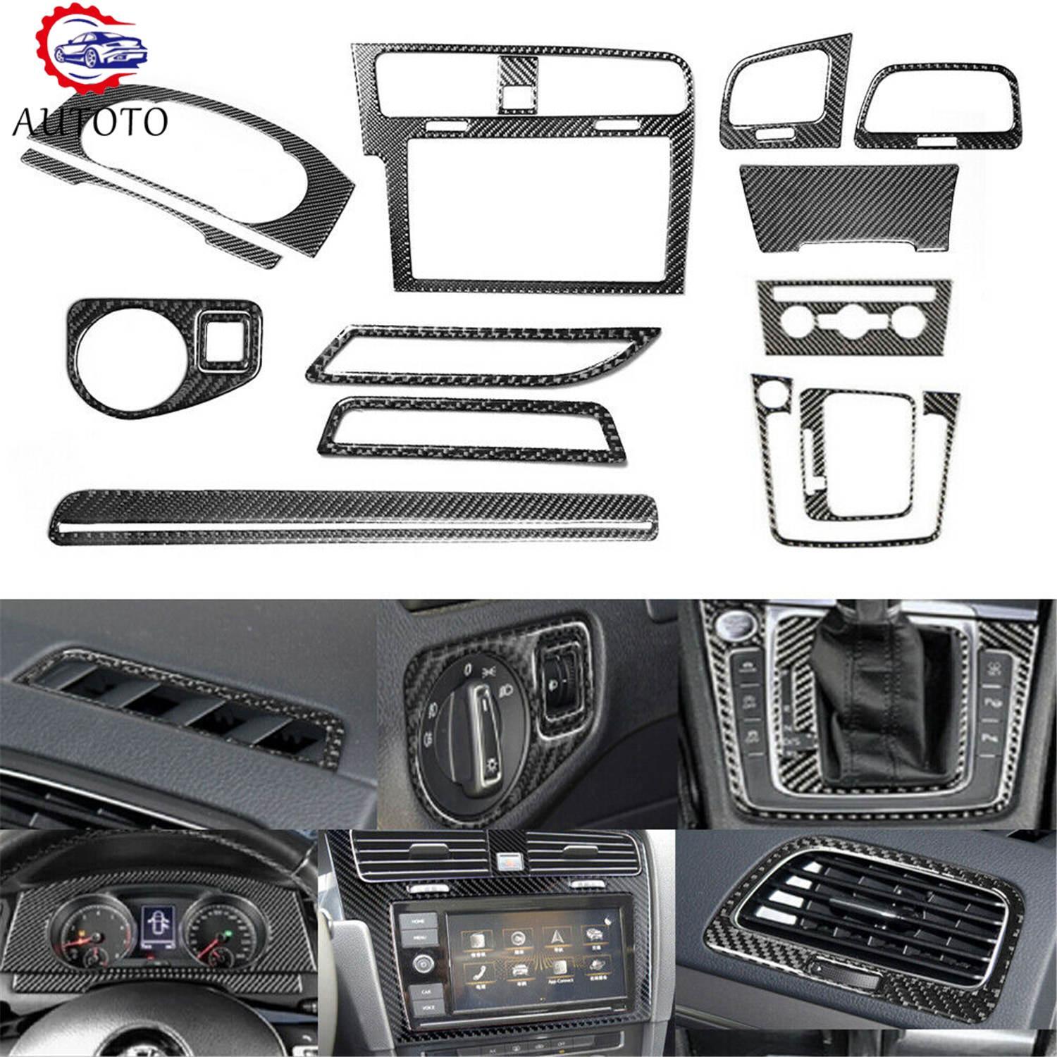 15PCS Left Hand for Golf 7 GTI MK7 Carbon Fiber Interior Dashboard Trim 14-19