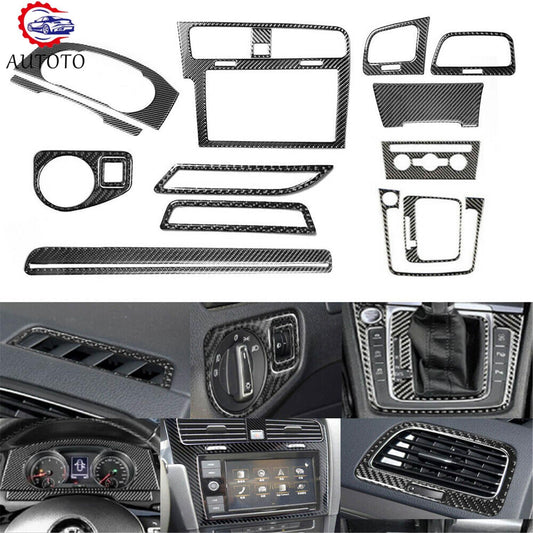 15PCS Left Hand for Golf 7 GTI MK7 Carbon Fiber Interior Dashboard Trim 14-19