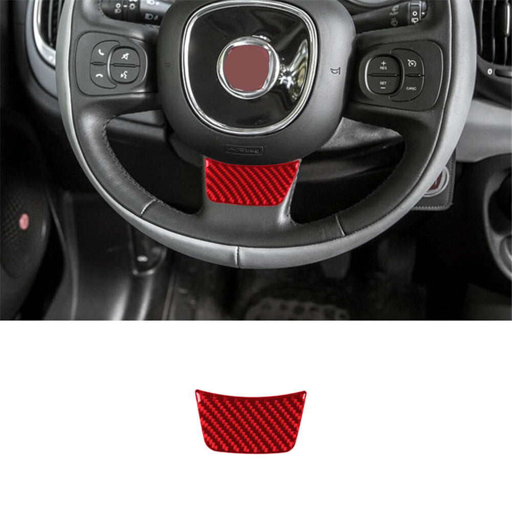 Red Carbon Fiber Interior Steering Wheel Chin Cover Trim for Fiat 500L 2014-2017