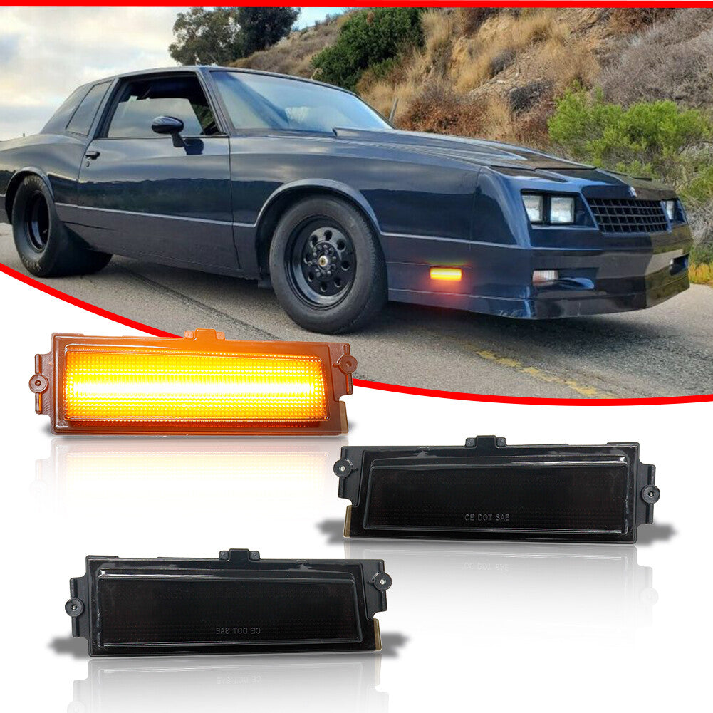For 1981 - 1988 for Monte Carlo SS Amber LED Front Side Marker Lights Smoked 2 pcs - v