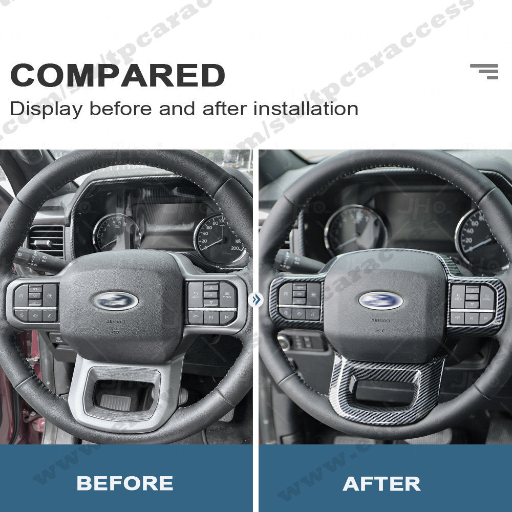 ABS Carbon Fiber Car Steering Wheel Cover Trim Decor Panle for Ford F150 2021