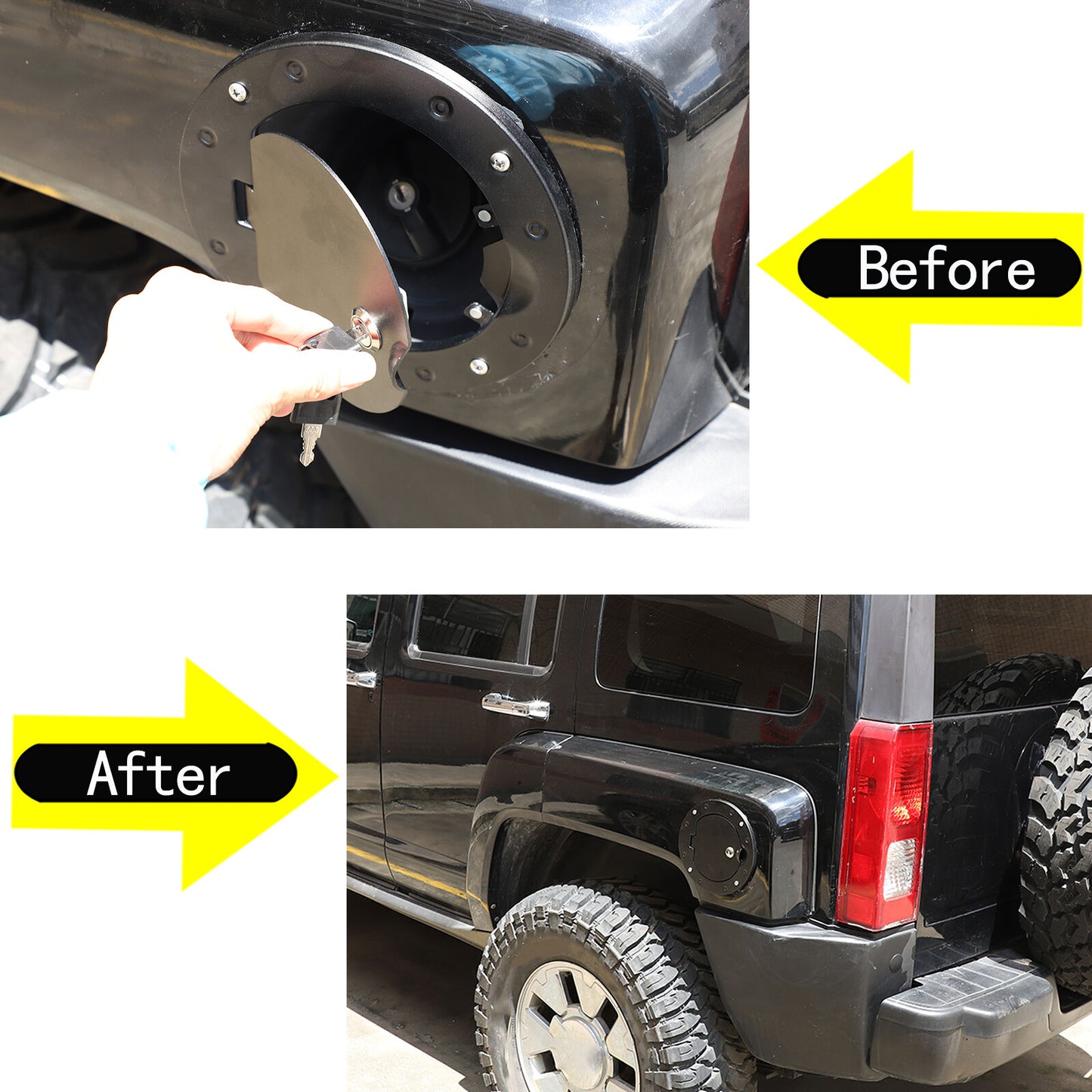 Black locking fuel tank cap - Aluminum for Hummer H3 H3T 2006-10- n