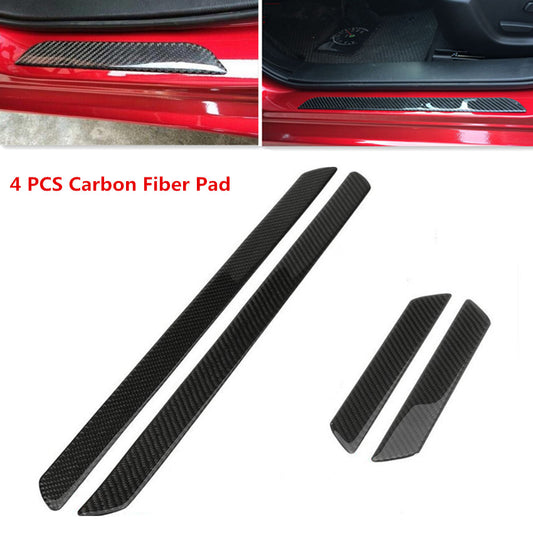 Universal Real Carbon Fiber Car Scuff Plate Door Pedal Step Pad Protector Strip