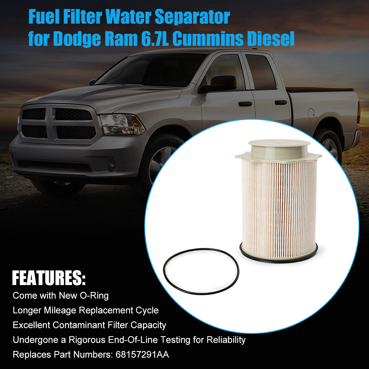 1xFuel Filter 68157291AA for Dodge for RAM 2500 3500 4500 5500 2019-2023 US Q