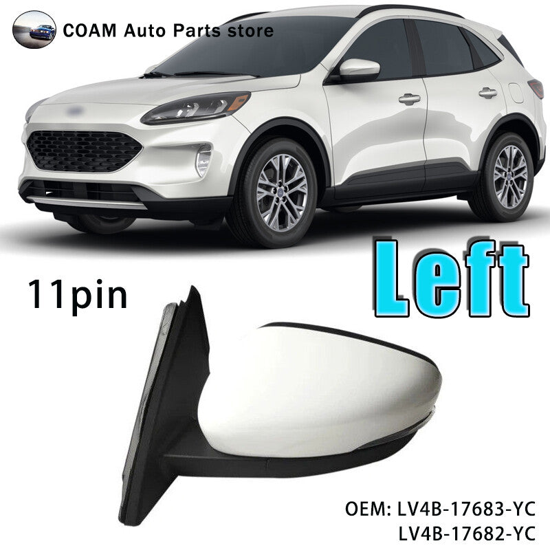 Power heated mirror assembly, white, 11-pin left, for Ford Escape 2020 - 2023
