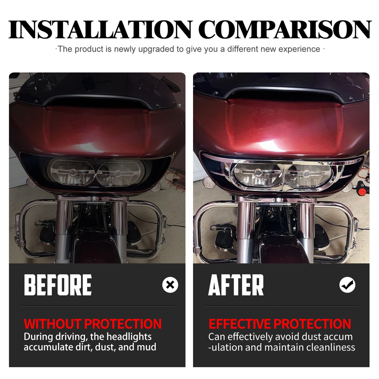 Chrome Headlamp Headlight Trim Cover Bezel Fit For Touring Road Glide 2015-2023