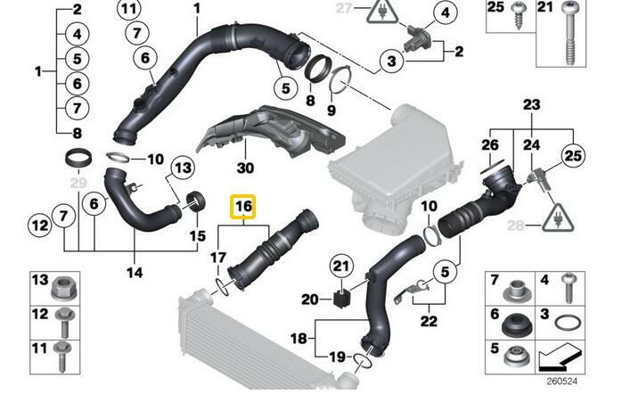 Intercooler Turbo Pipe Hose for E70 E71 X5 X6 35iX 40iX N55 13717583716 v