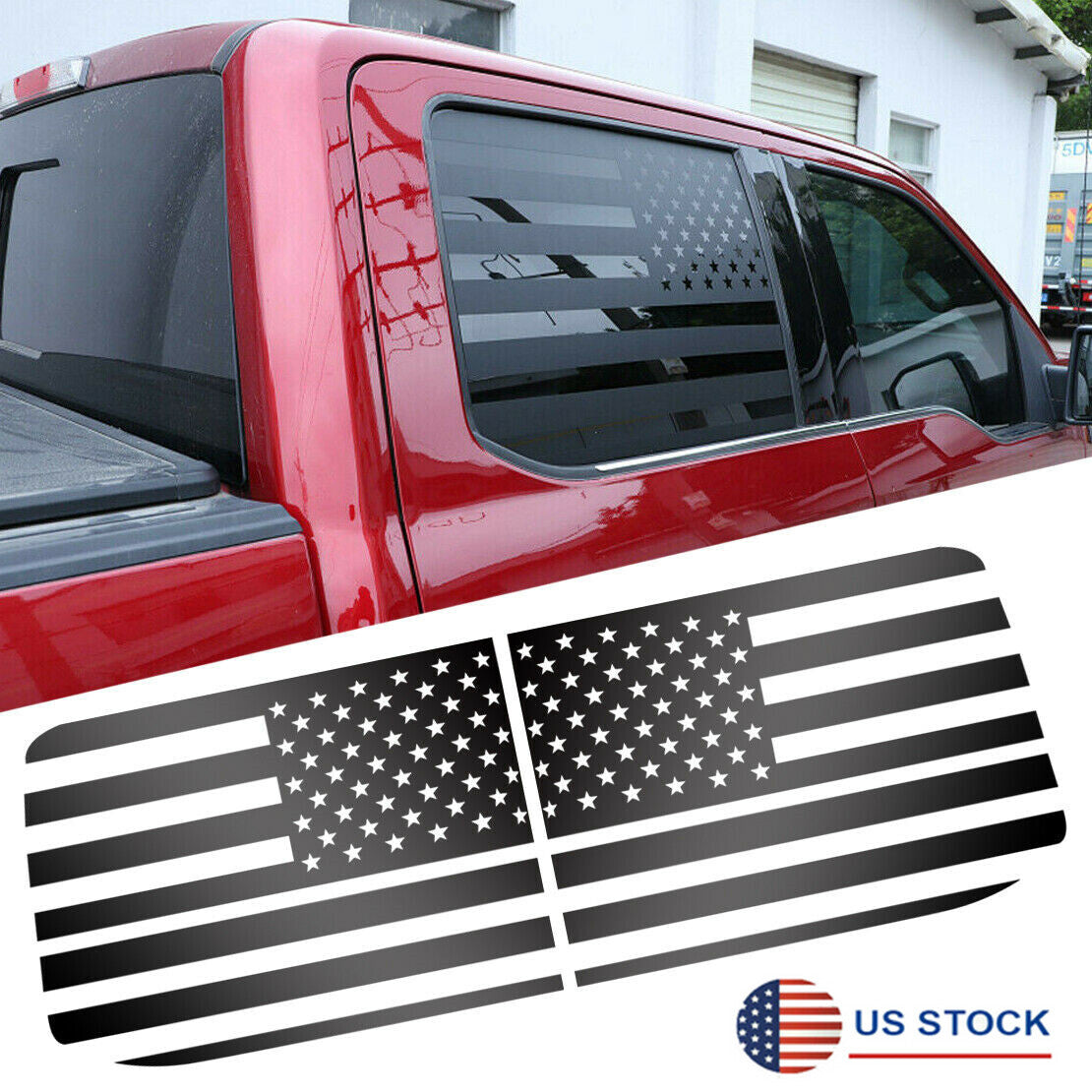 2Pcs Rear Window American Flag Stickers Trim for Ford F150 2015-2022 Accessories