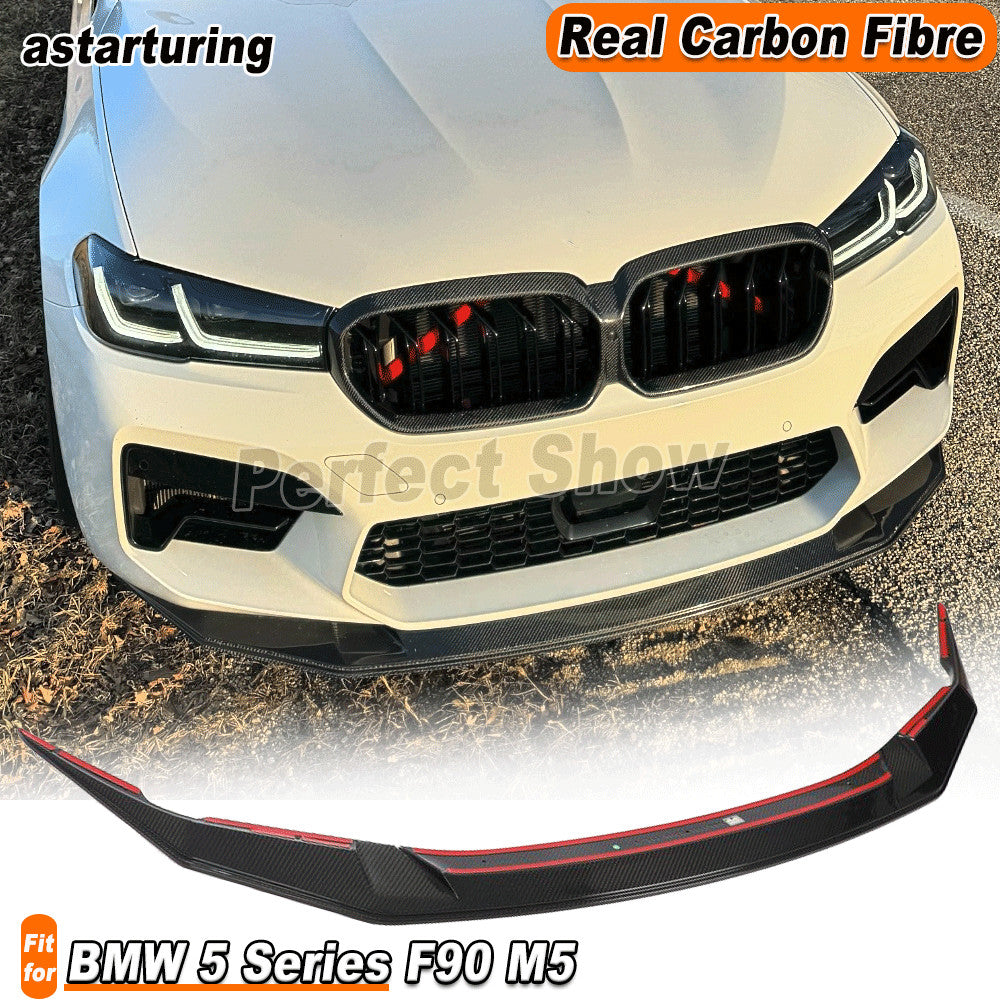Fit for BMW 5 Series F90 M5 Sedan 2021-2023 REAL Carbon Front Bumper Lip Spoiler