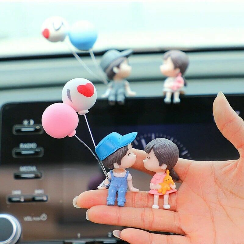 Cute Couple for Mini Figure Statue Car Dashboard Decor Cartoon Interior Ornaments