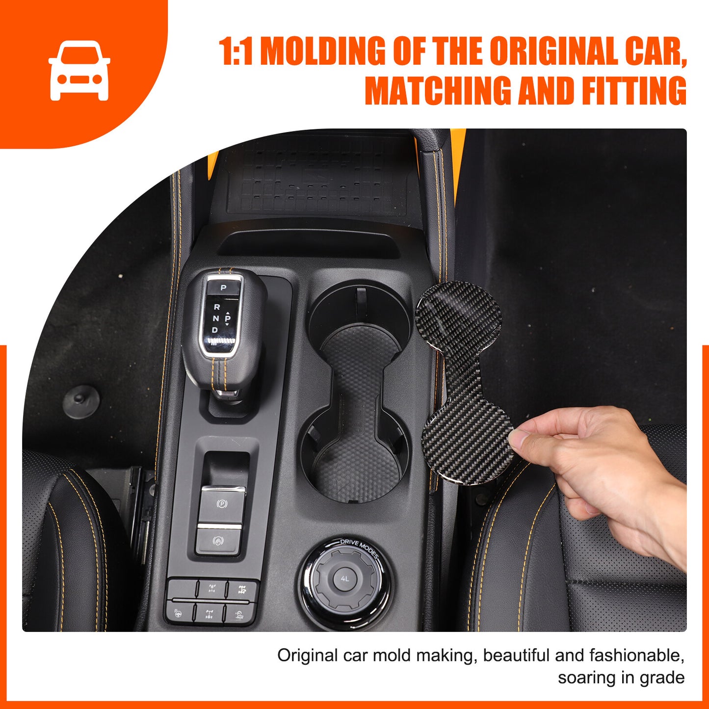 Carbon fiber center cup holder decorative sticker for Ranger 2023-24- n