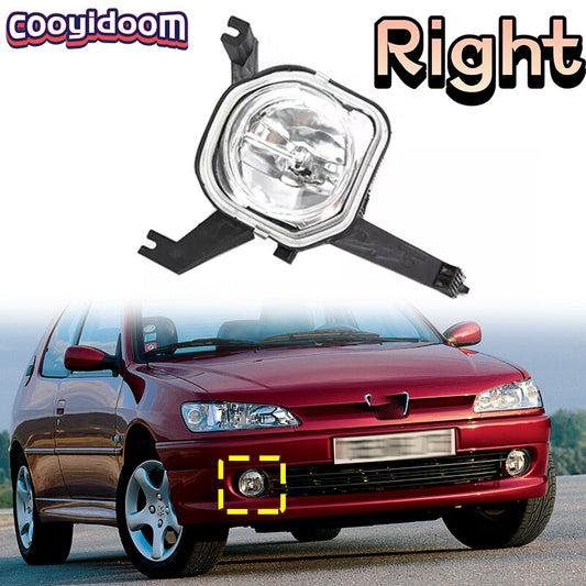 The right front bumper has no fog lights. These fog lights are for the for Peugeot 306 (1999-2002).