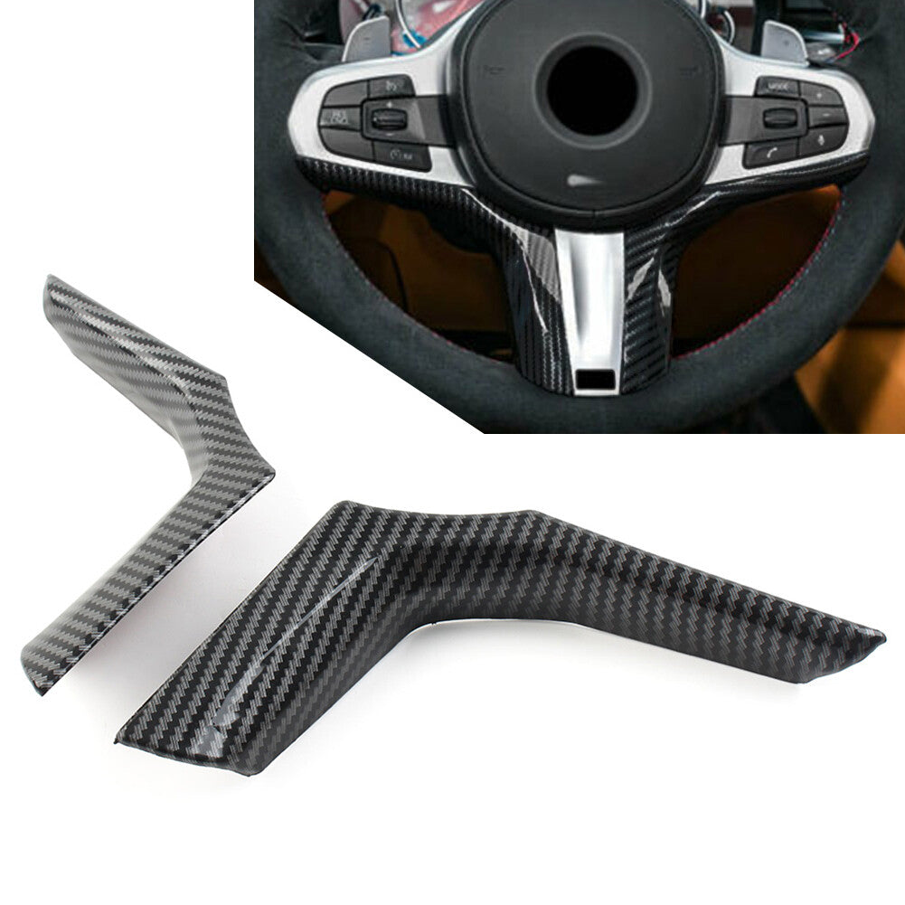 Steering Wheel Cover Decor Trim for BMW 3 Series G20 2019-2021 Carbon Fiber 2PCs
