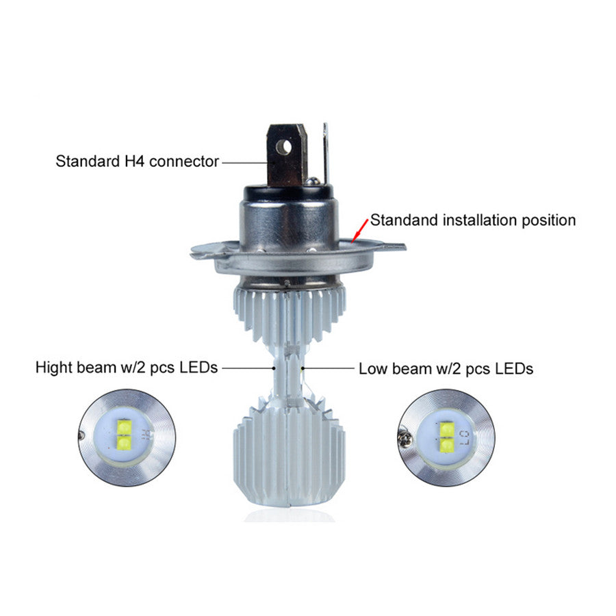 H4 LED Motorcycle Headlight Bulbs 12V Motorbike Headlamp 1400LM Superbright Q