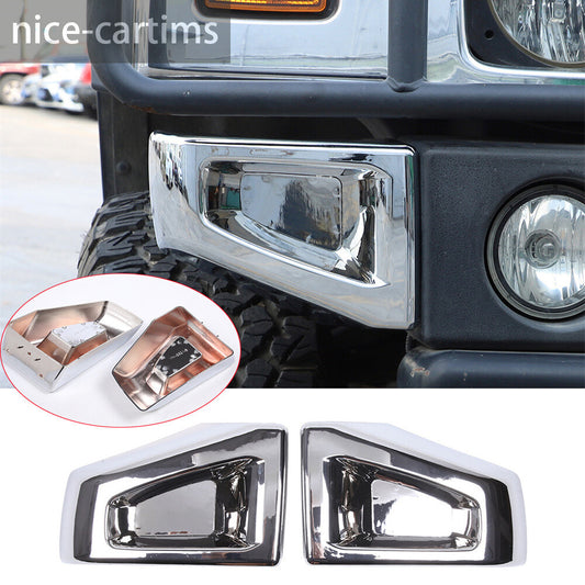 Chrome ABS Replace Front Bumper Side Wrap Angle Cover For HUMMER H2 2003-2009