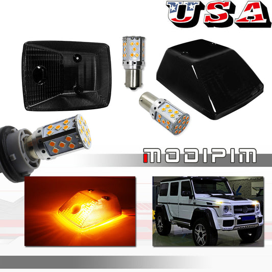 Matte black smoked turn signal lampshade with LED bulb suitable for Mercedes W463 G-Class- v