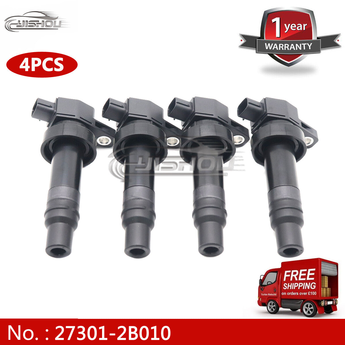 new Kit (4) 27301-2B010 Ignition Coil Kit for HYUNDAI 2010-2011 for Kia Soul 1.6L L4