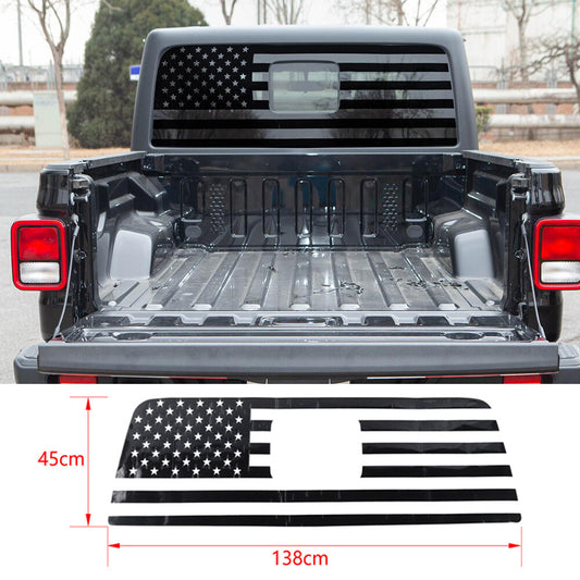 PVC Black US Flag Rear Window Glass Decal Sticker Trim for Jeep Gladiator JT 20+