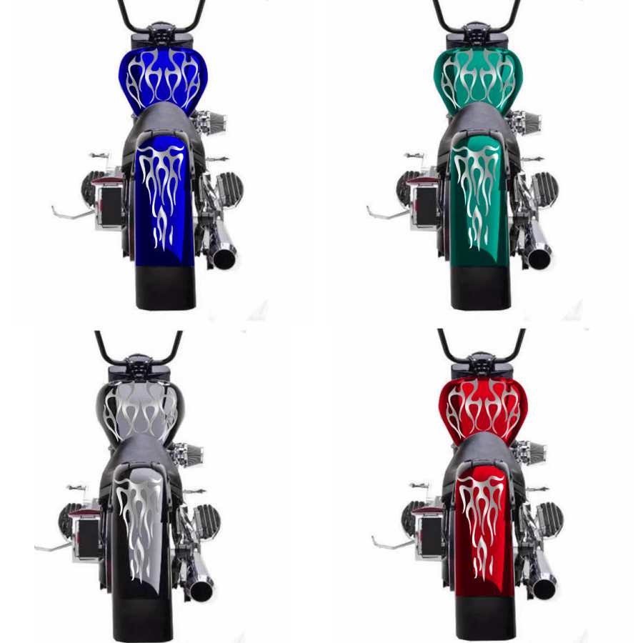 Waterproof Matte Silver Motorcycle Flame Sticker Kit For Fender Decorative Decal Q