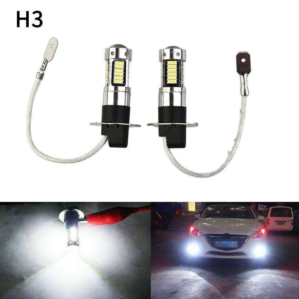 Pair H3 LED Fog Light Bulbs Conversion Kit Super Bright Canbus 6000K White 100W v